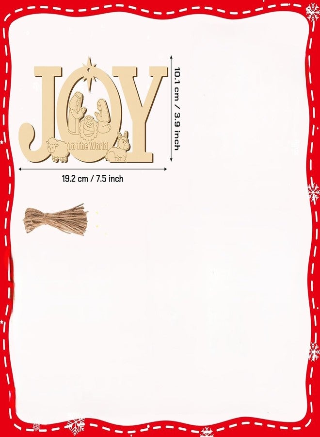 Cliths 20 Pcs Christmas Joy Wooden Crafts DIY Nativity Ornaments for Kids Make Your Own Christian Religious Xmas Decor Craft Kit with Twine for Church Party Supplies - Image 2